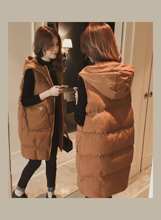 Long Sleeveless Winter Jacket Caramel - v1608619112/N43118755V_1