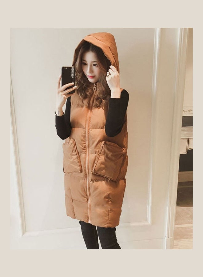 Long Sleeveless Winter Jacket Caramel - v1608619112/N43118755V_2