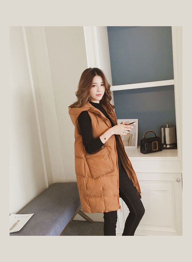 Long Sleeveless Winter Jacket Caramel - v1608619112/N43118755V_3