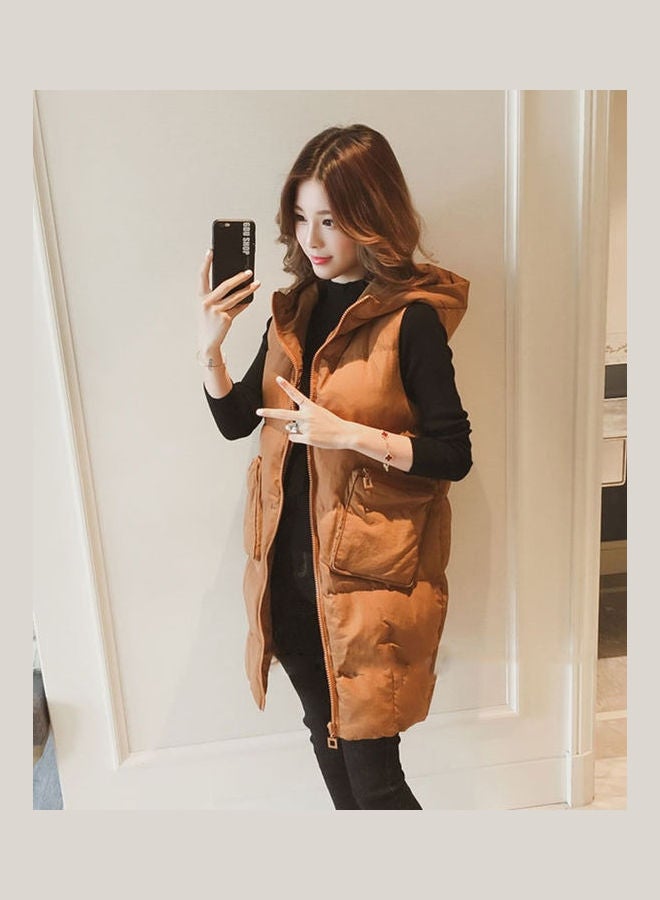 Long Sleeveless Winter Jacket Caramel - v1608619112/N43118755V_4