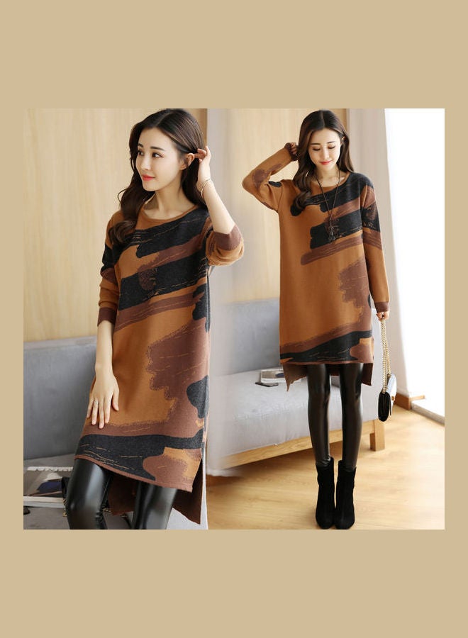 Straight Printing Long Sleeve Caramel Colour - Image 1