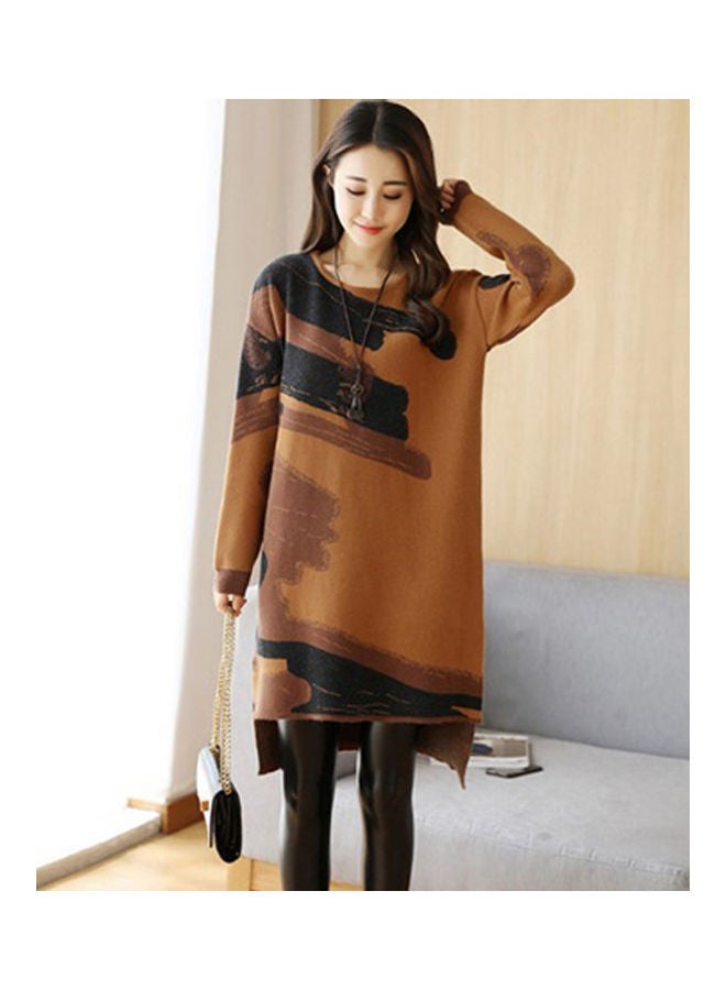 Straight Printing Long Sleeve Caramel Colour - Image 2