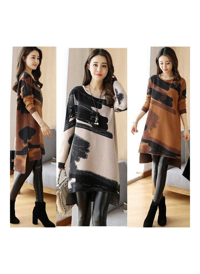 Straight Printing Long Sleeve Caramel Colour - Image 4