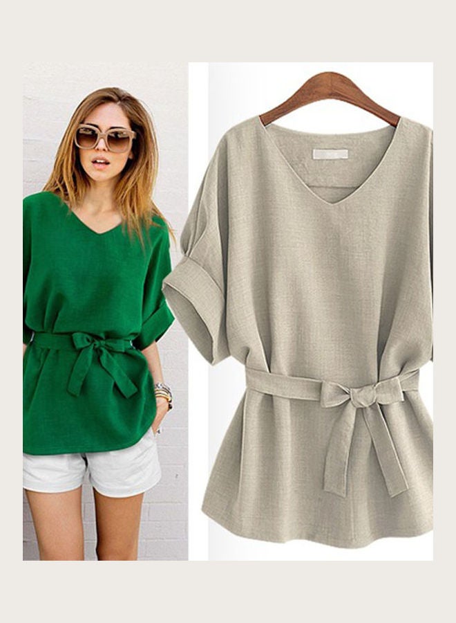 Solid T Shirt Light Grey  - Image 2