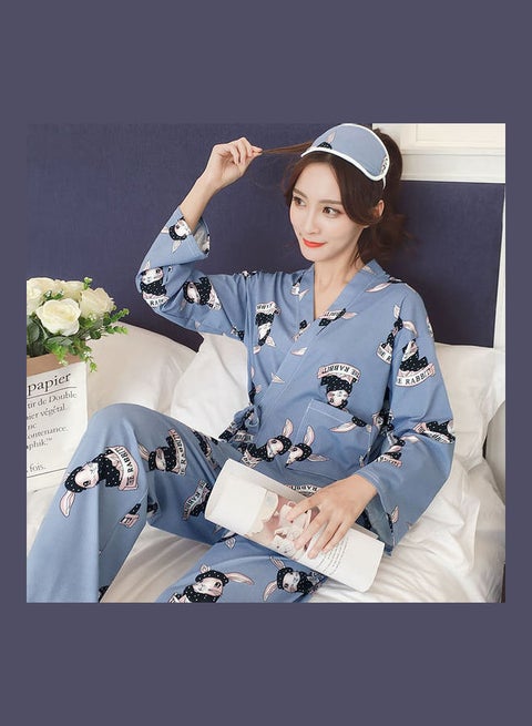 Long Sleeve With Tied Rope Pants Blue