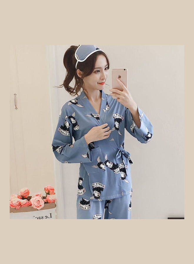 Generic - Long Sleeve With Tied Rope Pants Blue - Image 1