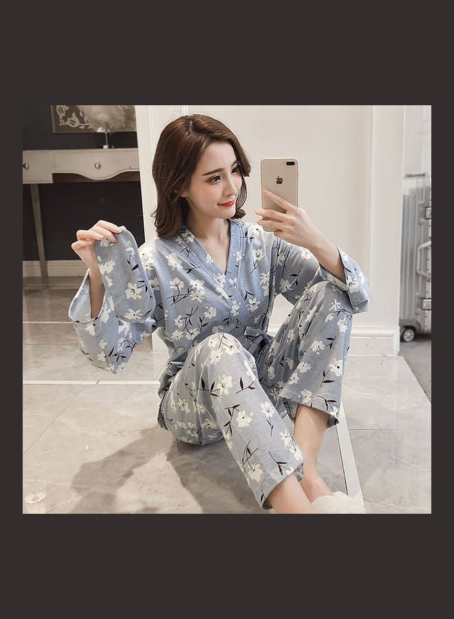 Long Sleeve With Tied Rope Pants Blue  - Image 1