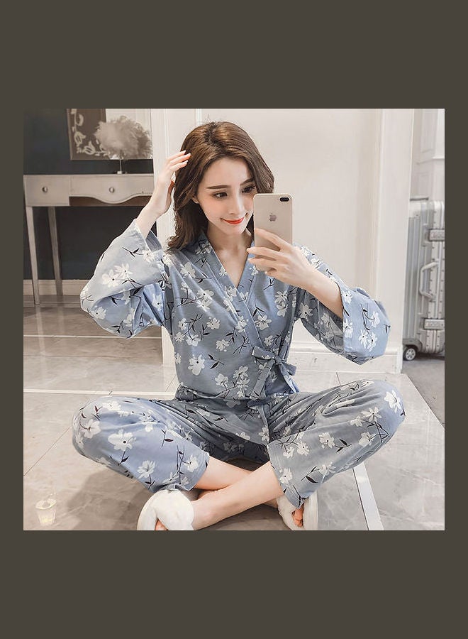 Long Sleeve With Tied Rope Pants Blue  - Image 3