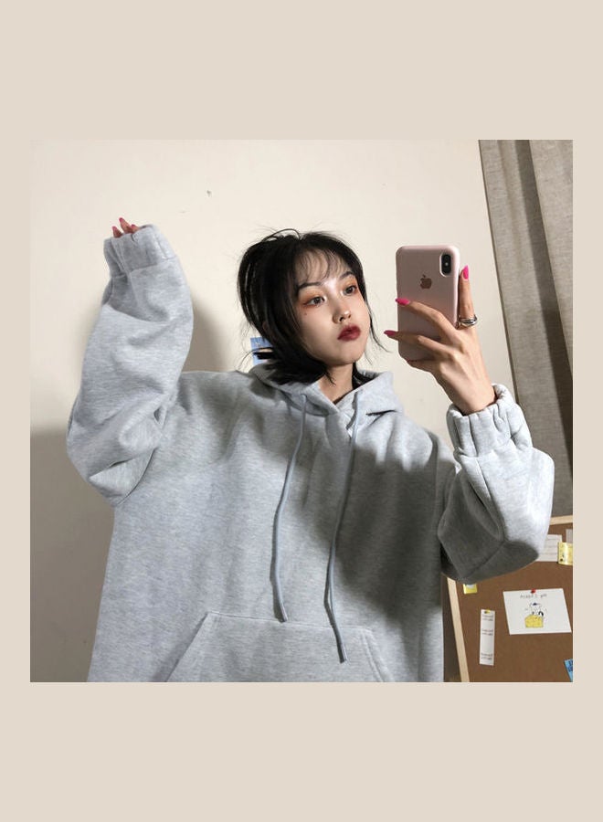 Solid Sweatshirt Pullover Grey  - Image 5