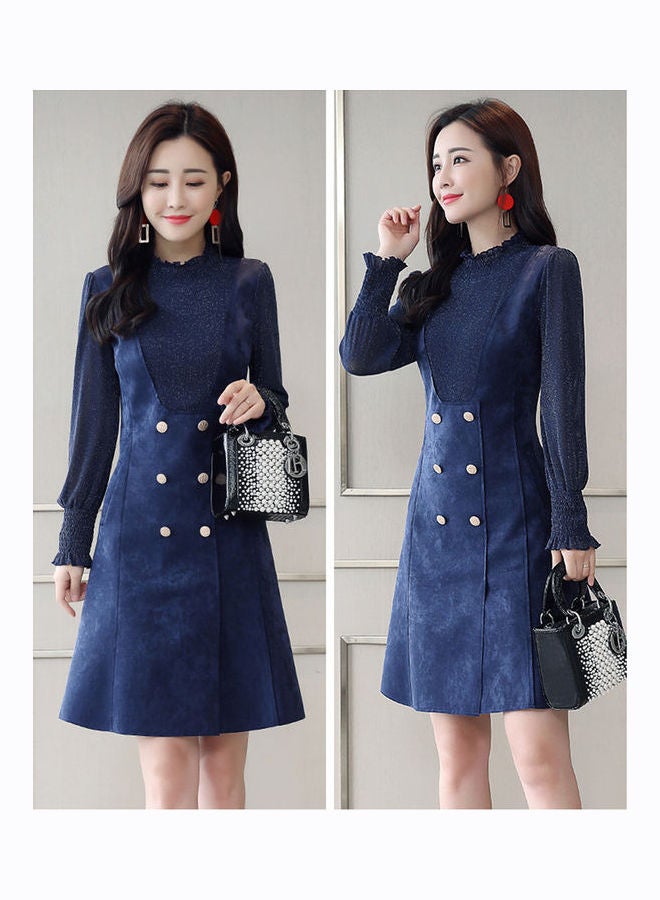 Suede Fashion Dress Blue - Image 2