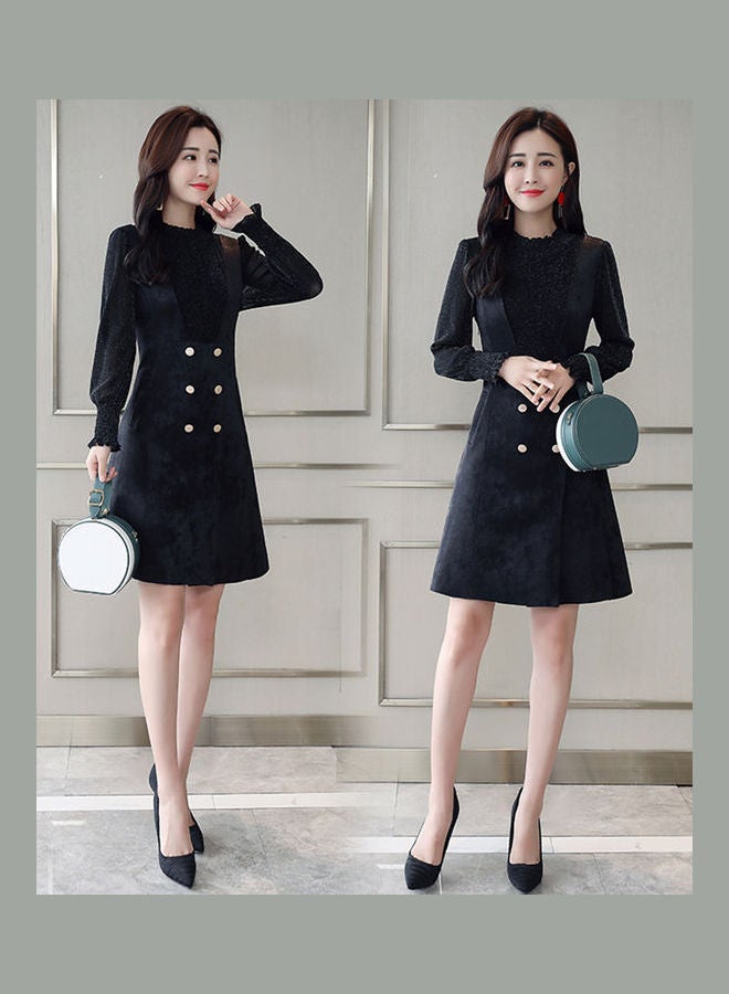 Suede Fashion Dress Blue - Image 5