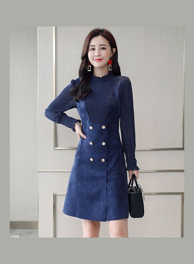 Suede Fashion Dress Blue - Image 1