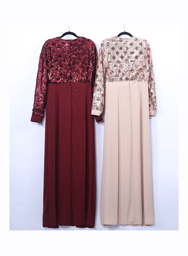Long Sleeve Dress With Headscarf Champagne - Image 4