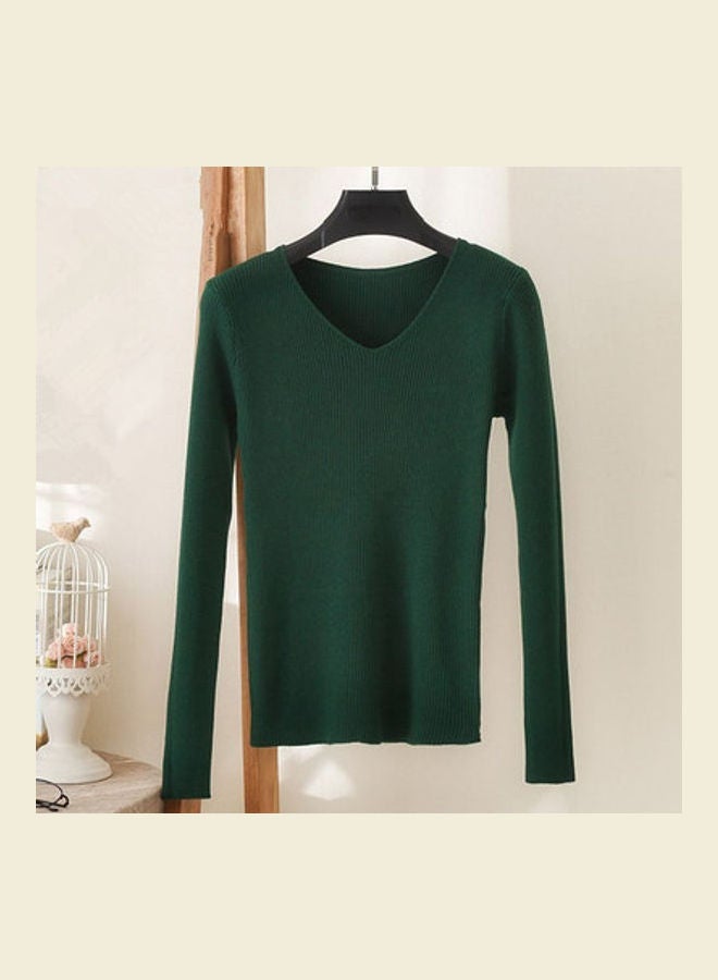 Long Sleeve Warm Bottoming Top Green - Image 1