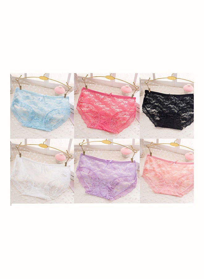 Low Waist Breathable Briefs Hollow Lace Underpants Grey  - Image 4