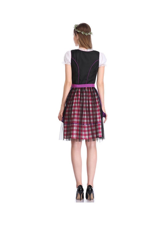 Plaid Mesh Stitching Line Formal Suit Purple - Image 2