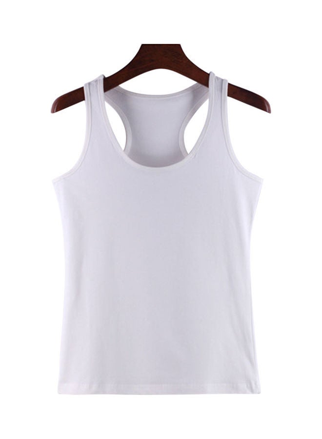 Women Soft Cotton Wideband Knitted Sleeveless Vest White - Image 1