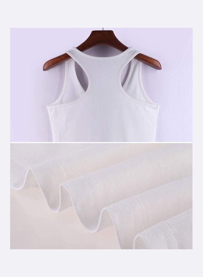 Women Soft Cotton Wideband Knitted Sleeveless Vest White - Image 3