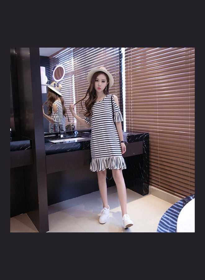 Women Dress Summer Short Sleeve Skirt White  - Image 4
