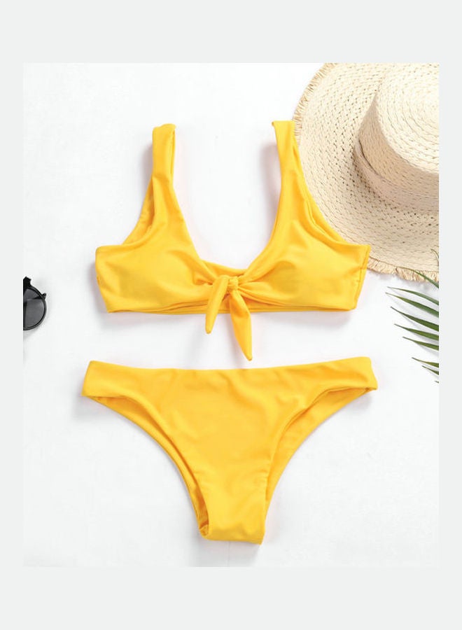 Women Bowknot Bikini Swimsuit Set Yellow