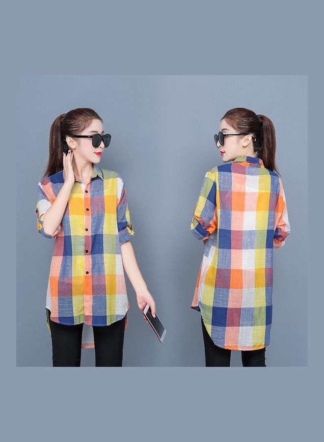 Women Medium Long Section Thin Sunscreen Shirt Yellow  - Image 3