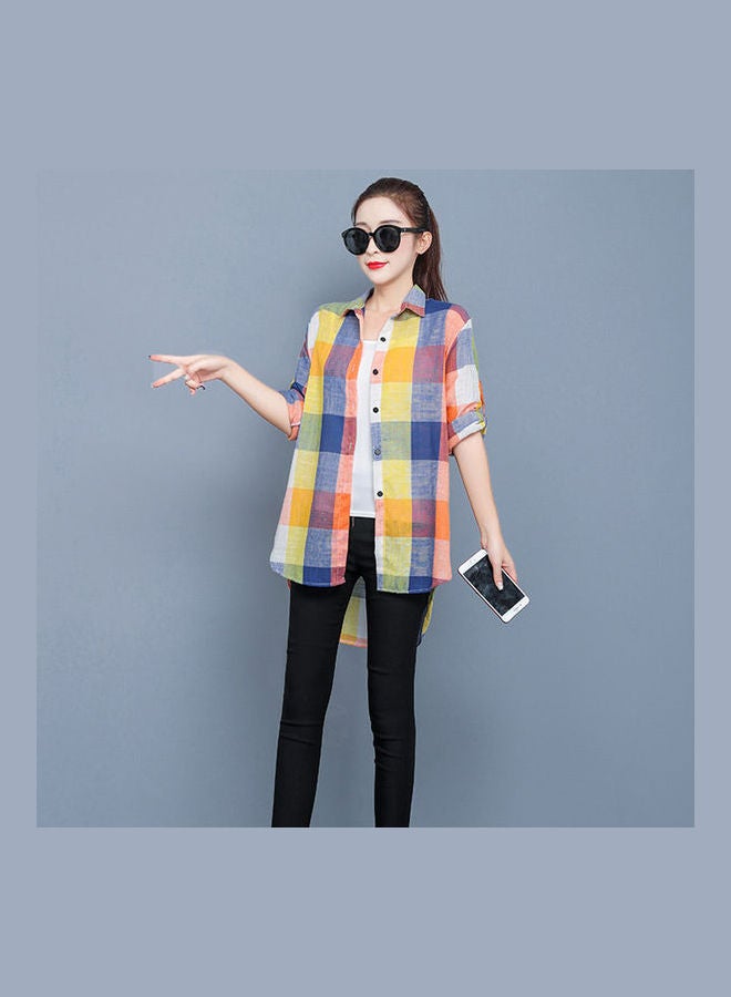 Women Medium Long Section Thin Sunscreen Shirt Yellow  - Image 4
