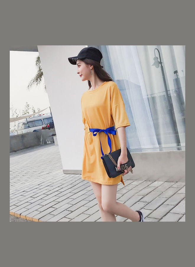 فستان مريح فضفاض للنساء أصفر - Image 5