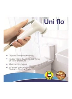 Uni flo Shattaf Bidet Sprayer For Toilet White/Grey 19x4.5x22cm  - Image 2
