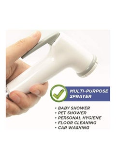 Uni flo Shattaf Bidet Sprayer For Toilet White/Grey 19x4.5x22cm  - Image 4