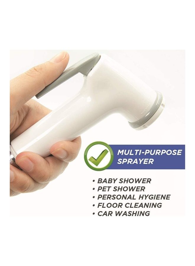 Uni flo Shattaf Bidet Sprayer For Toilet White/Grey 19x4.5x22cm  - Image 4