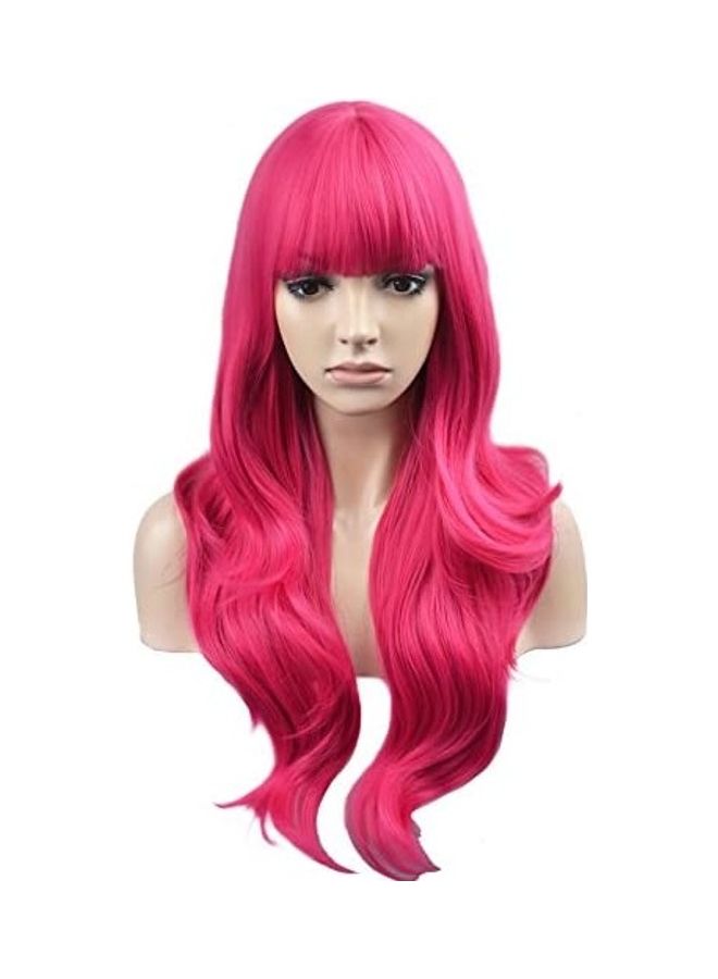 Soft Synthetic Wig With Straight Bangs Pink