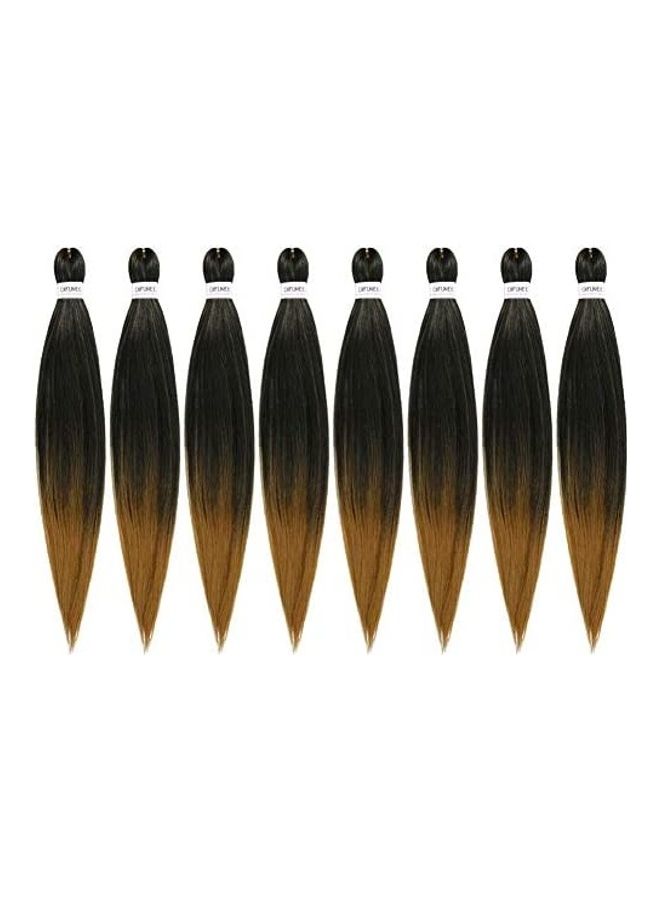 Difunee 8-Piece Pre-Stretched Braiding Hair Extension Set Brown/Black 