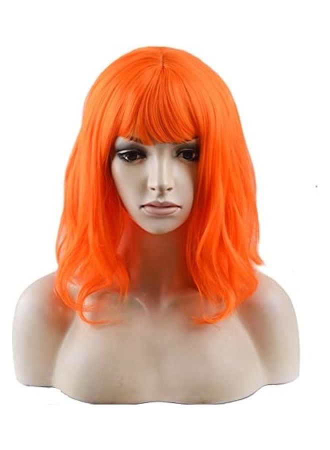 بيرون شعر مستعار قصير كيرلي جميل من الألياف الصناعية برتقالي 14بوصة