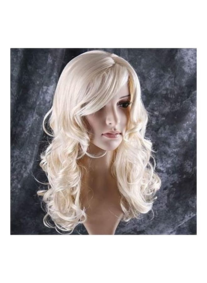 بيرون شعر مستعار أشقر طويل وكيرلي أبيض 24بوصة