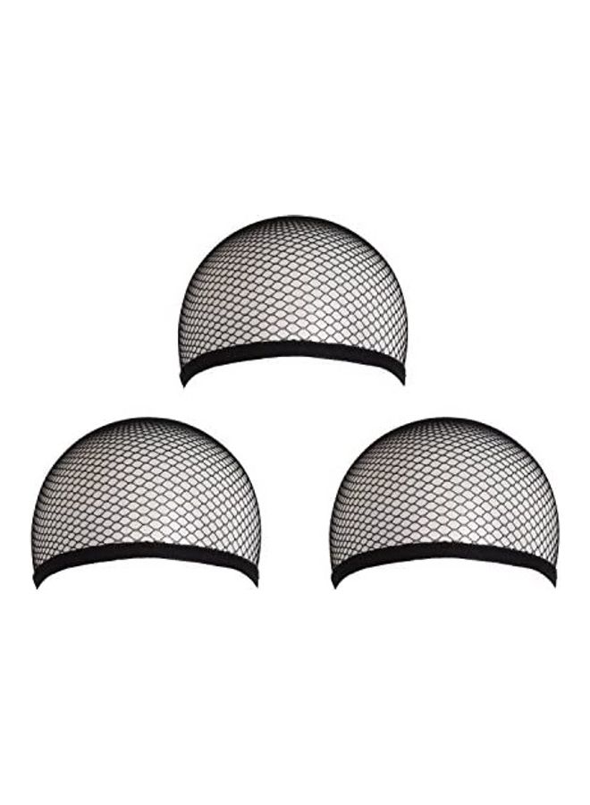 MapofBeauty 3-Pieces Hair Mesh Net Wig Caps Black/Silver 7.2inch 