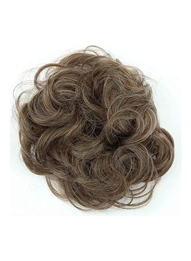 Prettyshop Hairpiece Ribbon Ponytail Extensions Wavy Messy Brown 8.11inch 