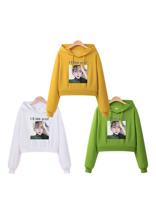 Hooded High Waist Pullover Short Long Sleece Sweatshirts Green  - Image 4