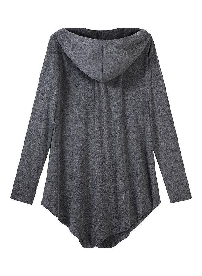 Large Size Hoodie Coat Dark Grey - Image 2