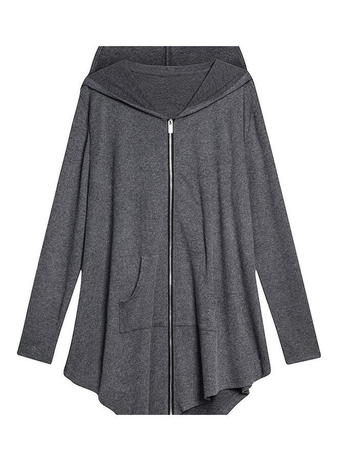 Large Size Hoodie Coat Dark Grey - Image 1