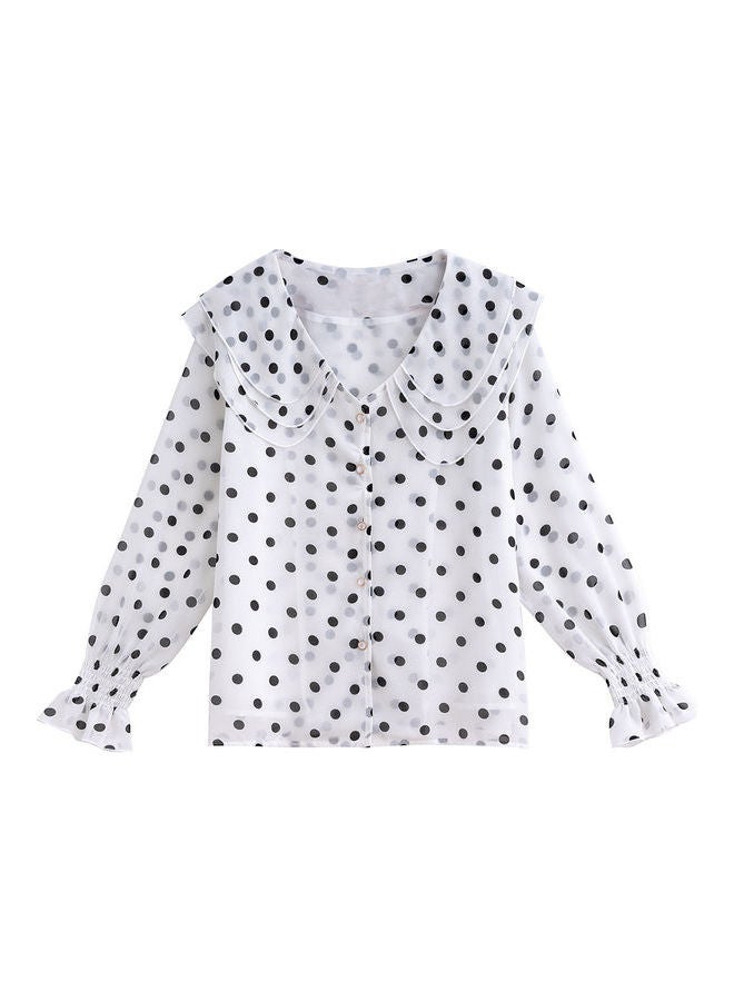 Fashion Loose Shirt Chiffon Top White - Image 1