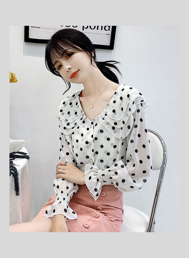 Fashion Loose Shirt Chiffon Top White - Image 3