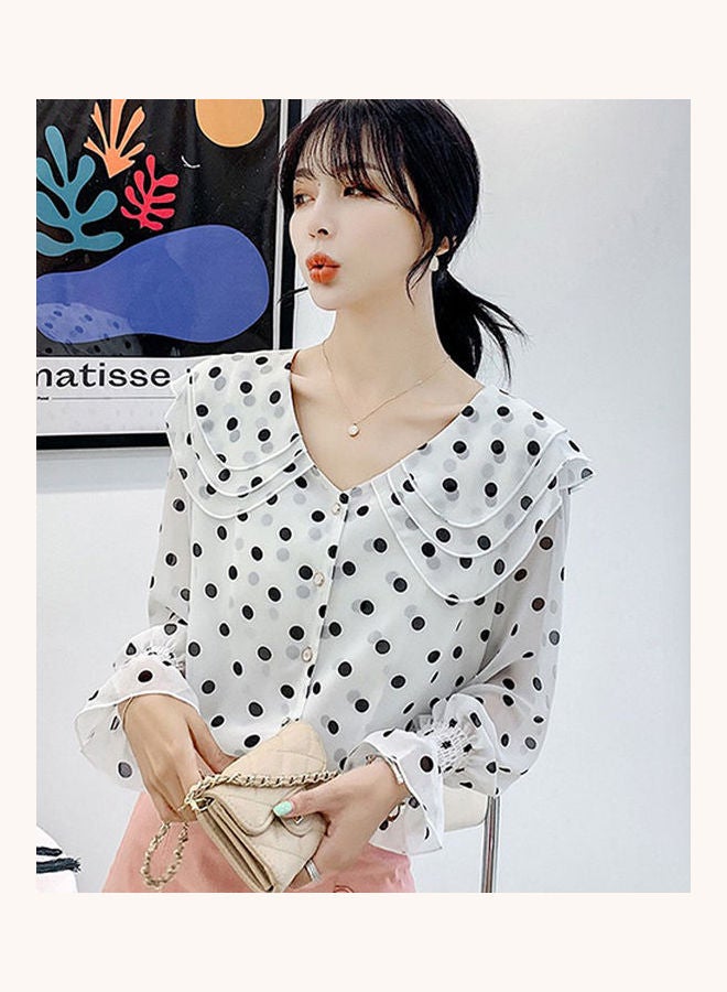 Fashion Loose Shirt Chiffon Top White - Image 5