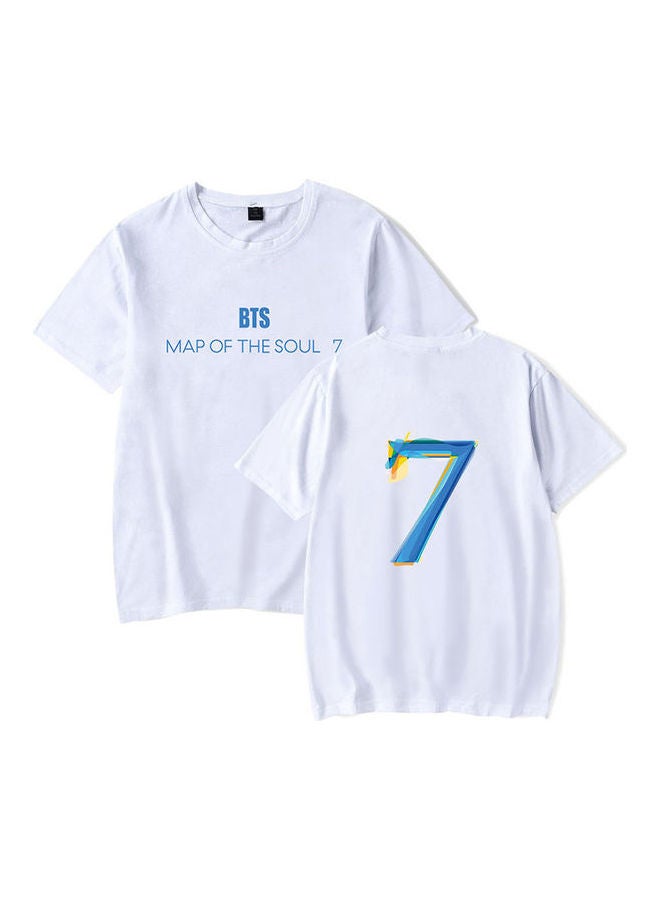 Short Sleeve Round Neckline Casual Loose Top T-Shirt White - Image 1
