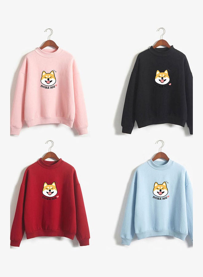 Thickening Cartoon Dog Printed Tops Red  - Image 3