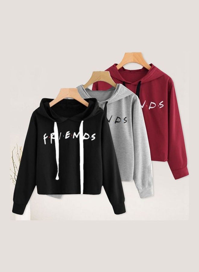 Printed Long Sleeve Hooded Pullover White  - Image 4