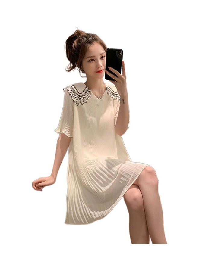 Short Sleeve Chiffon Dress White - Image 1