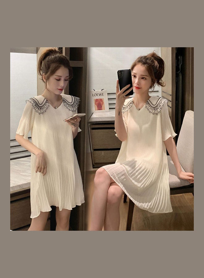 Short Sleeve Chiffon Dress White - Image 3