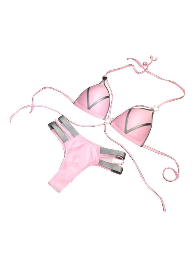 Generic - Gilding Splicing Bikini Set Pink - Image 1