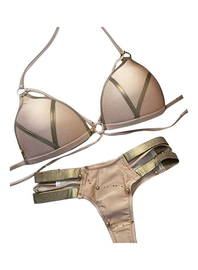 Generic - Gilding Splicing Bikini Set Pink - Image 1
