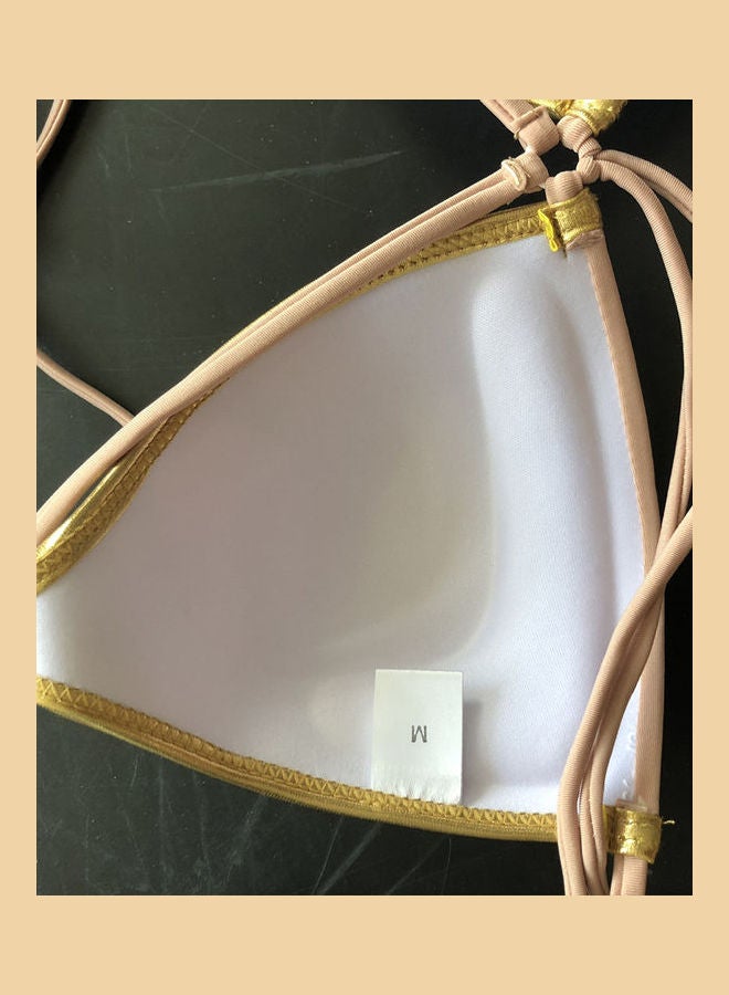 Generic - Fashion Gilding Splicing Bikini Set Khaki - Image 1